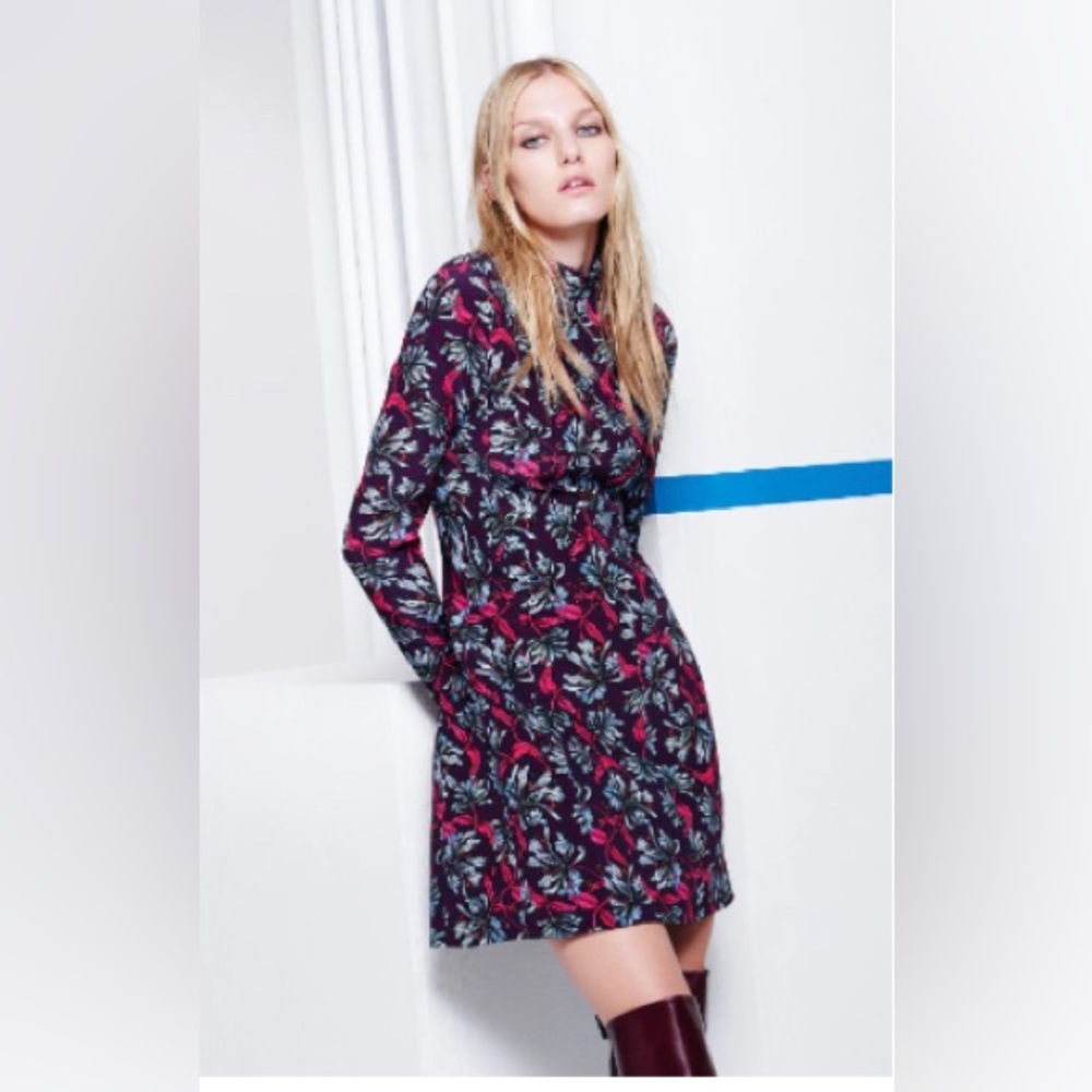 Rebecca Taylor mock neck 3/4 sleeve floral dress